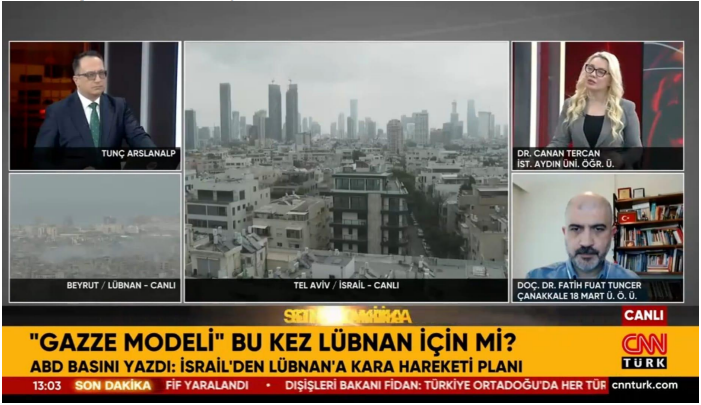 Our faculty member Dr. Canan Tercan made evaluations on Israel’s launch of a ground operation in Lebanon, Lebanon’s response, and Iran’s bombing of Israel. 