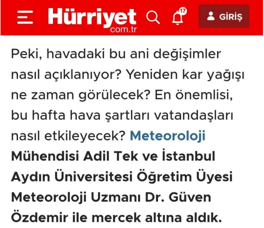 Dr. Güven Özdemir Discusses Sudden Weather Changes and March Forecasts