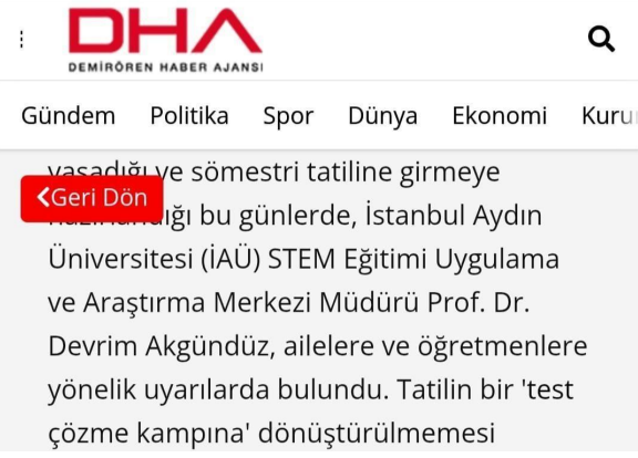 Prof. Dr. Devrim Akgündüz Advises Parents Against Limiting Children to Test Books During Midterm Break