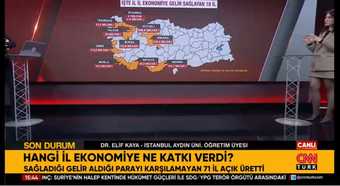 **Dr. Elif Kaya Evaluates Provincial Contributions to Türkiye’s Economy and Regional Income Differences**