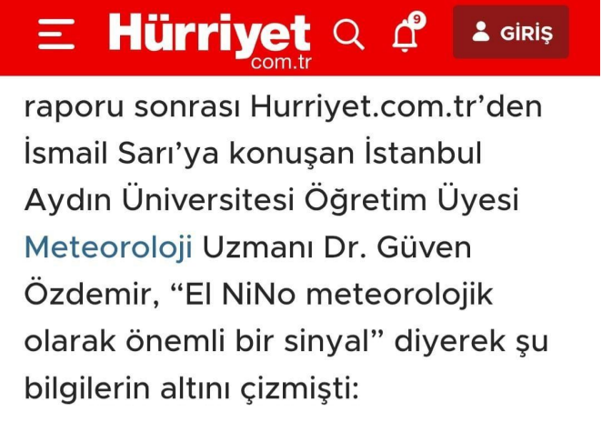 Dr. Güven Özdemir Evaluates the Potential Impact of a Strong Super El Niño on Türkiye in the Coming Months