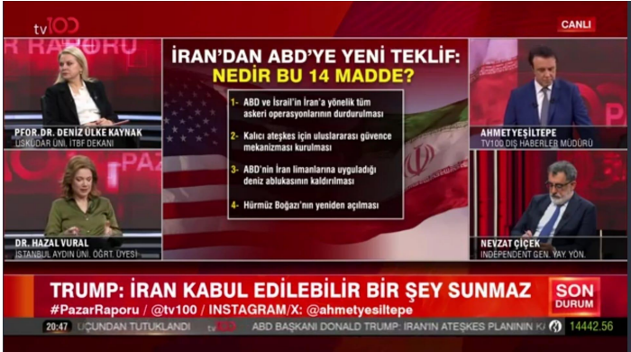 Dr. Hazar Vural Evaluates Trump’s Statements on Iran, Iran’s Response, and Regional Developments