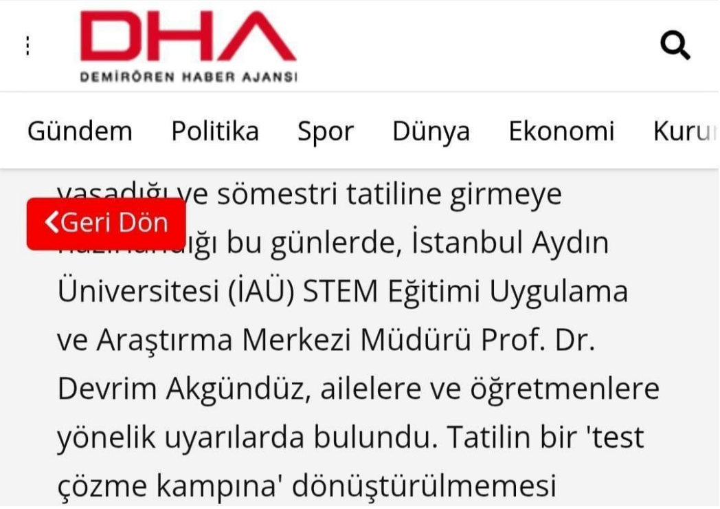 Öğretim Üyemiz Prof. Dr. Devrim Akgündüz'den Ara Tatilde Velilere Öneriler
