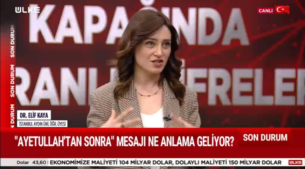 Öğretim Üyemiz Dr. Elif Kaya, İran Gündemi ve ABD'nin Tutumunu Değerlendirdi