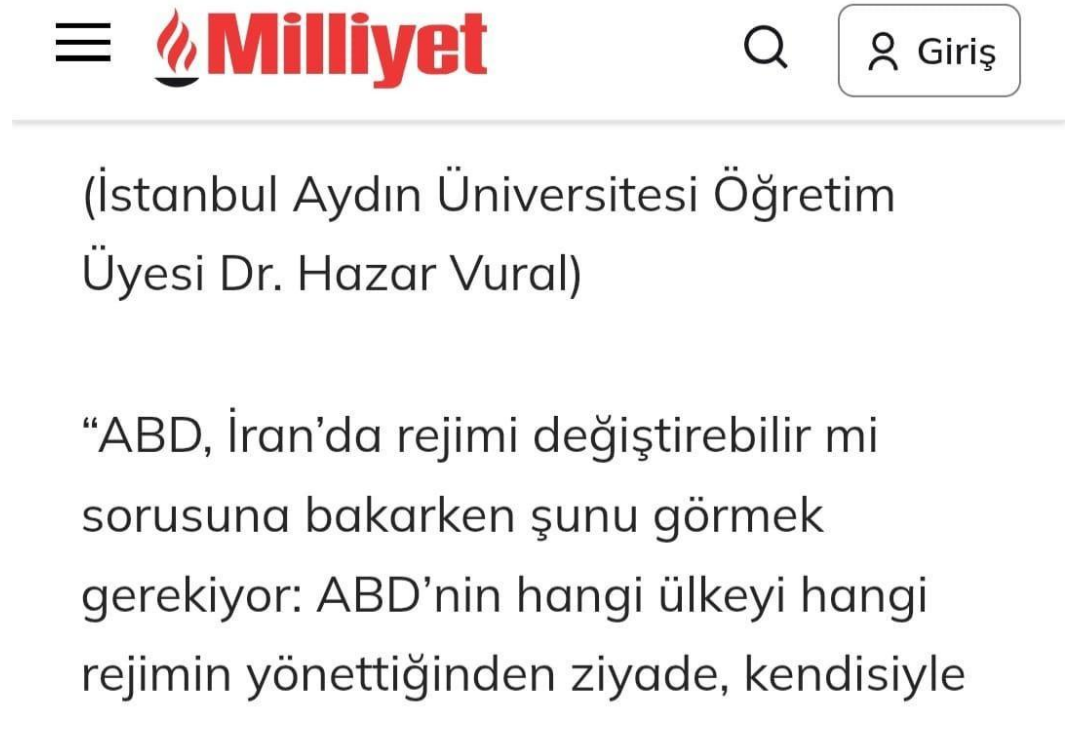 Öğretim Üyemiz Dr. Hazar Vural, ABD’nin İran Politikalarını Değerlendirdi