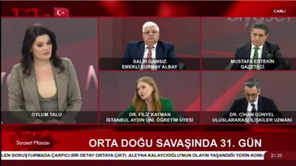 Öğretim Üyemiz Dr. Filiz Katman, İran-ABD-İsrail Gündemini Değerlendirdi