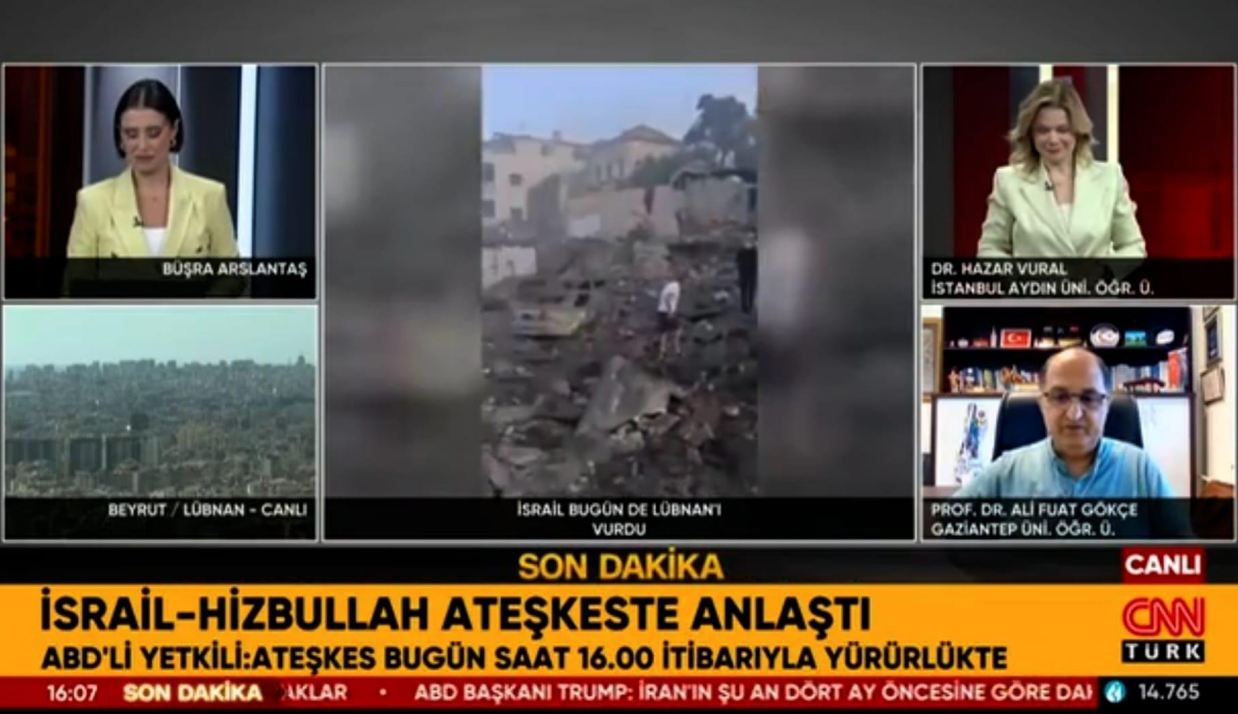 Öğretim Üyemiz Dr. Hazar Vural, İsrail-Lübnan Ateşkesini Değerlendirdi